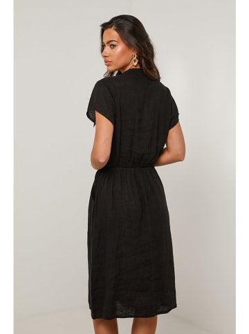 Le Monde du Lin Leinen-Kleid in Schwarz