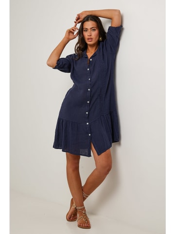 Le Monde du Lin Leinen-Kleid in Dunkelblau