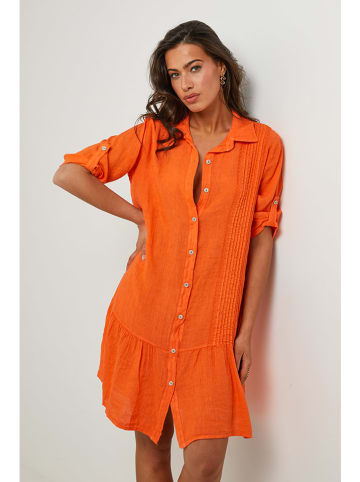 Le Monde du Lin Leinen-Kleid in Orange