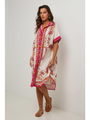 Le Monde du Lin Kleid in Creme/ Rot