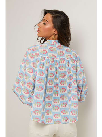 Le Monde du Lin Bluse in Hellblau/ Rosa