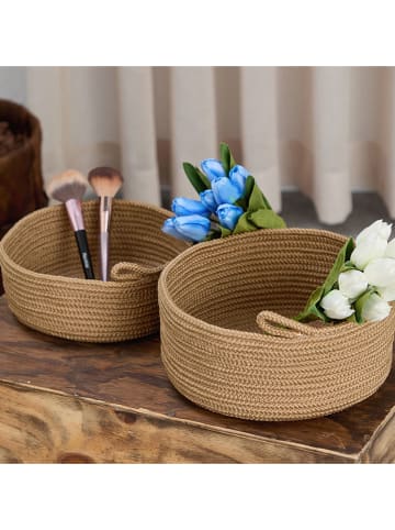 ABERTO DESIGN 2er-Set: Aufbewahrungskörbe in Hellbraun - (B)32 x (H)12 x (T)20 cm