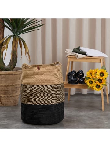 ABERTO DESIGN Aufbewahrungskorb in Hellbraun/ Schwarz - (H)35 x Ø 22 cm