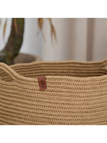 ABERTO DESIGN Aufbewahrungskorb in Hellbraun/ Schwarz - (H)35 x Ø 22 cm