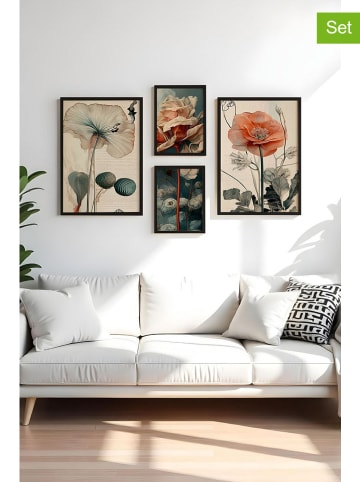 ABERTO DESIGN 4-delige set: ingelijste kunstdrukken