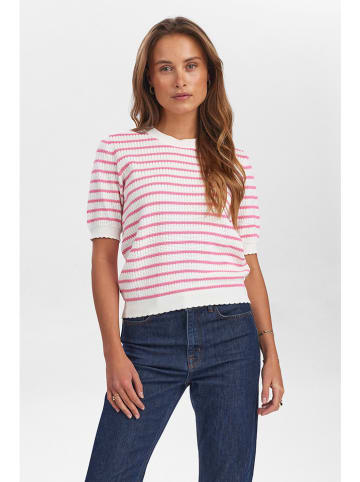 NÜMPH Strickshirt in Weiß/ Pink