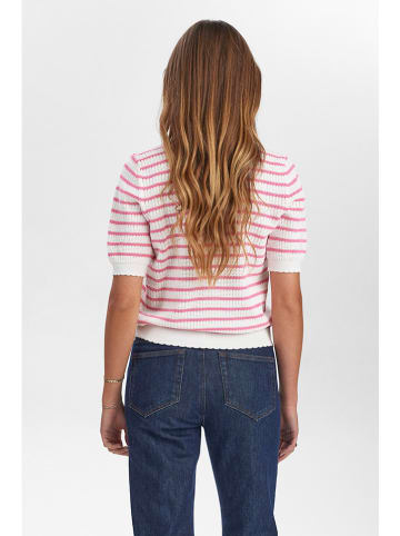 NÜMPH Strickshirt in Weiß/ Pink