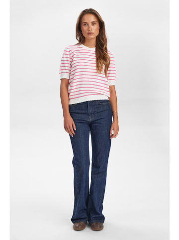 NÜMPH Strickshirt in Weiß/ Pink