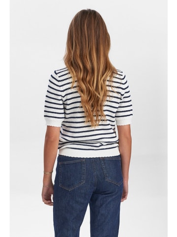 NÜMPH Strickshirt in Weiß/ Dunkelblau