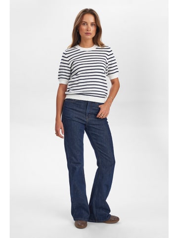 NÜMPH Strickshirt in Weiß/ Dunkelblau