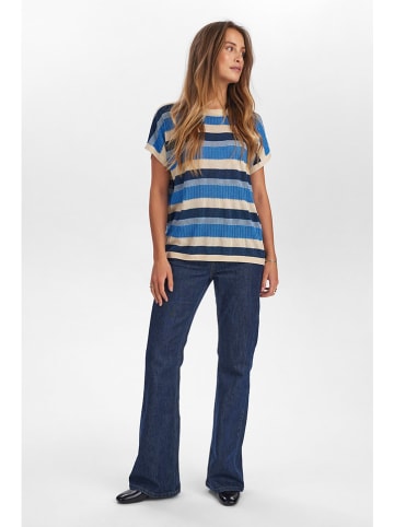NÜMPH Gebreid shirt blauw/beige