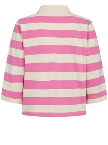 NÜMPH Poloshirt in Rosa/ Creme