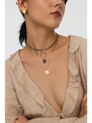 Ania Kruk Vergold. Halskette mit Edelsteinen und Anhänger - (L)40 cm