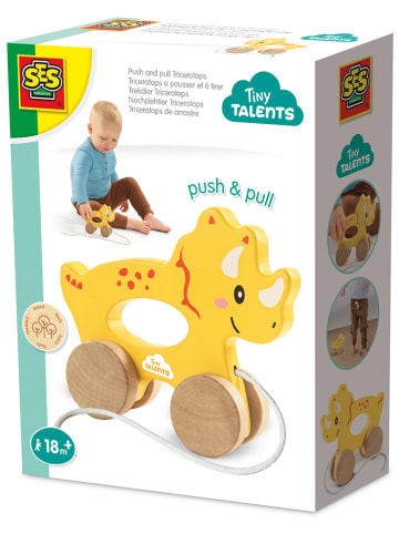 SES Zabawka "Triceratops" w kolorze żółtym do ciągnięcia - 18 m+
