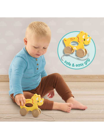 SES Zabawka "Triceratops" w kolorze żółtym do ciągnięcia - 18 m+