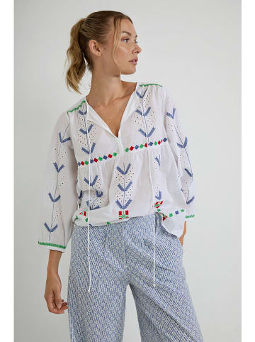 Josephine & Co Bluse "Dustin" in Weiß/ Blau