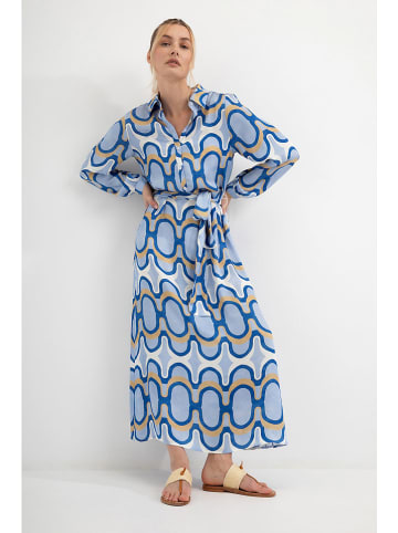 Josephine & Co Hemdkleid "Dahlia" in Blau/ Beige/ Weiß