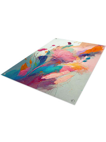 Orangewallz Druk artystyczny "Colourful Painted Flowers I" w ramce na zewnątrz