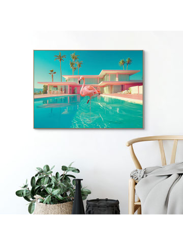 Orangewallz Druk artystyczny "Palm Spring Flamingo" w ramce