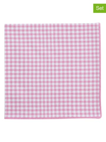 Overbeck and Friends 2er-Set: Servietten "Elli" in Rosa/ Weiß - (L)40 x (B)40 cm
