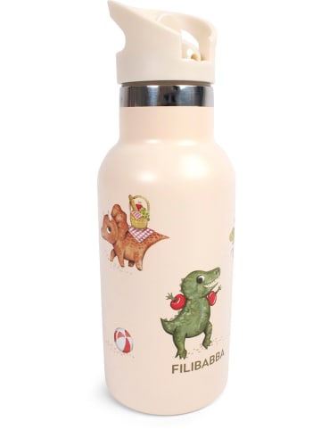 Filibabba Edelstahl-Trinkflasche "Dino Beach" in Creme - 350 ml