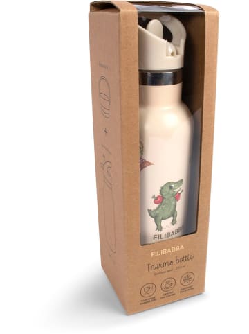 Filibabba Edelstahl-Trinkflasche "Dino Beach" in Creme - 350 ml