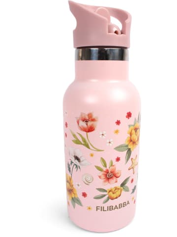 Filibabba Edelstahl-Trinkflasche "Ocean Blossom" in Rosa - 350 ml