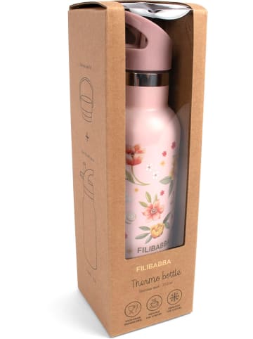 Filibabba Edelstahl-Trinkflasche "Ocean Blossom" in Rosa - 350 ml