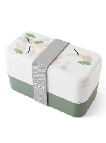 Monbento Pojemnik "Leaves" w kolorze biało-zielonym na lunch - 1 l
