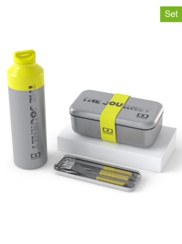 Monbento 6-delige lunchset "The Journey" zilverkleurig/geel