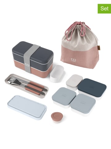 Monbento 12tlg. Lunch-Set in Blau/ Rosa