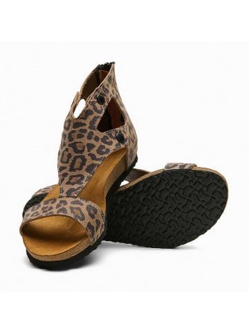 Comfortfusse Leder-Sandalen "Vera" in Hellbraun/ Schwarz