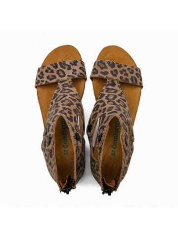 Comfortfusse Leder-Sandalen "Vera" in Hellbraun/ Schwarz