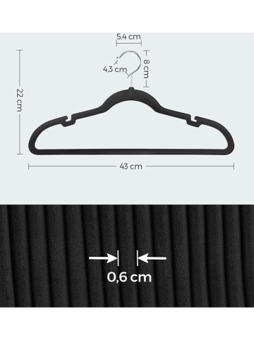 Songmics Wieszaki (20 szt.) w kolorze czarnym - szer. 43 cm