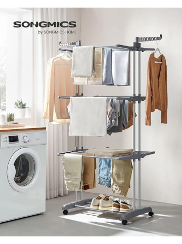 Songmics Wäscheständer in Grau - (B)126,6 x (H)169,2 x (T)64,2 cm
