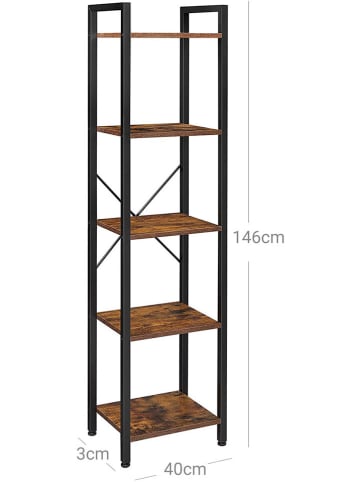 Songmics Boekenkast lichtbruin/zwart - (B)39,6 x (H)154 x (D)30 cm