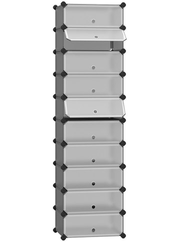 Songmics Schoenenkast transparant/antraciet - (B)43 x (H)173 x (D)31 cm