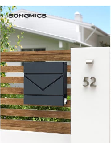 Songmics Briefkasten in Anthrazit - (B)37 x (H)37 x (T)10,5 cm