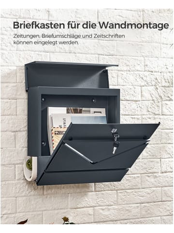 Songmics Briefkasten in Anthrazit - (B)37 x (H)37 x (T)10,5 cm