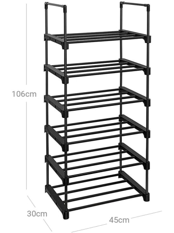 Songmics Regał w kolorze czarnym na buty - 45 x 106 x 30 cm