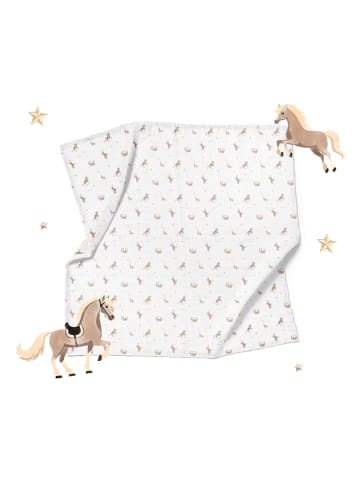 Lullalove Kocyk "Horses" w kolorze białym do przewijania