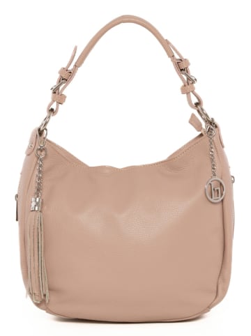 Lia Biassoni Leder-Schultertasche "Monate" in Beige