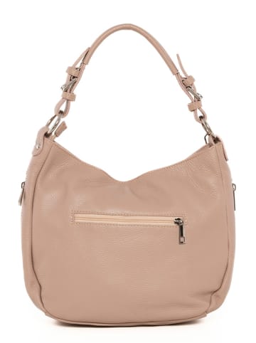 Lia Biassoni Leder-Schultertasche "Monate" in Beige