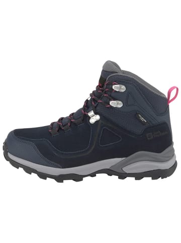 Jack Wolfskin Leder-Trekkingschuhe "SUNSET HIKE TEXAPORE MID" in Dunkelblau/ Grau/ Pink