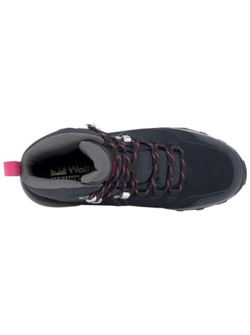 Jack Wolfskin Leder-Trekkingschuhe "SUNSET HIKE TEXAPORE MID" in Dunkelblau/ Grau/ Pink