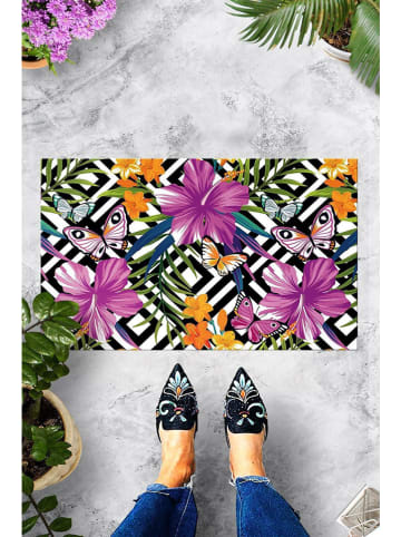 Conceptum Hypnose Deurmat "Flower Garden" wit/zwart/paars