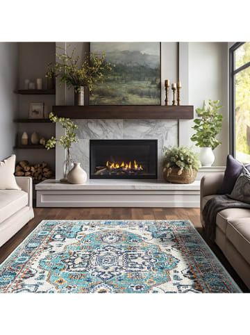 Conceptum Hypnose Laagpolig tapijt "Kece-Fr27'' lichtblauw/beige/blauw