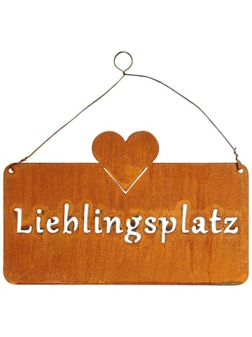 POSIWIO Hängeschild ''Lieblingsplatz'' in Orange - (L)16 x (B)25 cm