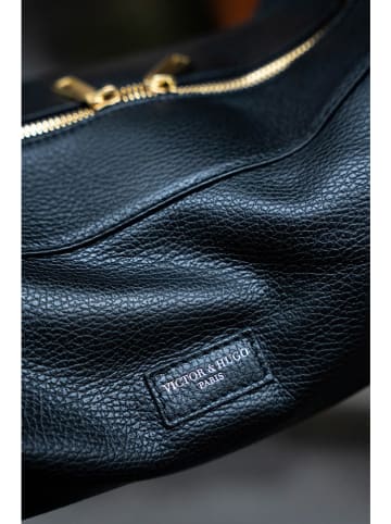 Victor & Hugo Paris Leder-Schultertasche "Bini" in Schwarz - (B)45 x (H)11 x (T)17 cm
