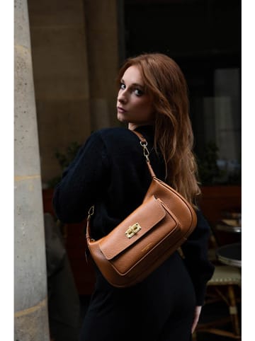 Victor & Hugo Paris Leder-Schultertasche "Sei" in Hellbraun - (B)25 x (H)30 x (T)15 cm